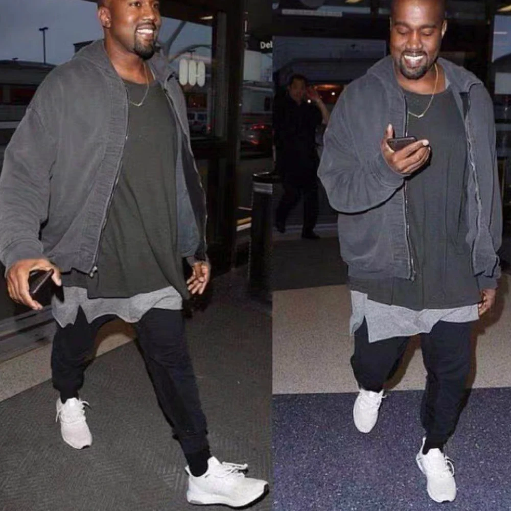 Серые спортивные штаны Kanye West в стиле хип-хоп