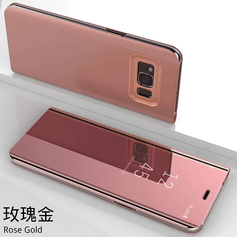 Filp зеркальный чехол для телефона Xiaomi Redmi Note 3 4A 4X умный кожаный чехол-подставка для Xiaomi 8 SE A2 5X6X6 задняя крышка - Цвет: rose-gold