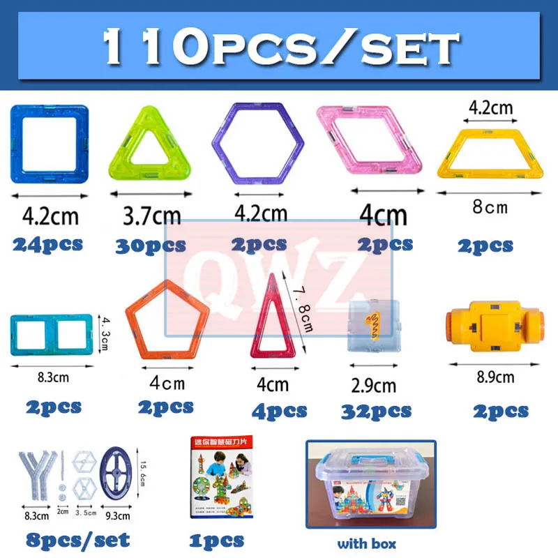Goede QWZ 110pcs Mini Magnetische Designer Bouw Set Model   Building Plastic Magnetische Blokken Educatief Speelgoed Voor Kids Gift