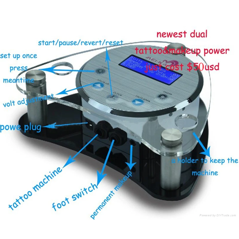 

Professional Digital LCD Permanent Makeup Tattoo Power Supply For Eyebrow Lip Tattoo Machine Kit Accessories#PS018