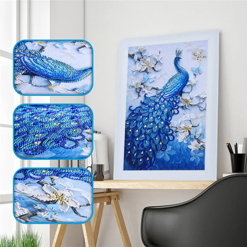 

DIY 5D Modern Art Diamond Painting Diamond Square Diamond Peacock Cross Stitch Set Crystal Rhinestone Craft Mirror Sticker