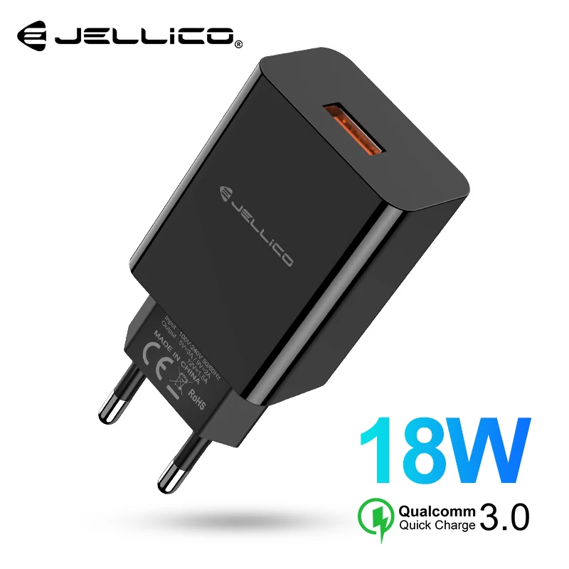 

Jellico USB Charger 18W Quick Charge 3.0 Mobile Phone Charger for iPhone Fast QC 3.0 Charger for Huawei Samsung Galaxy S9+ S10