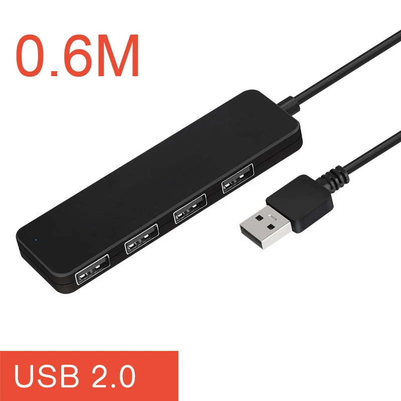 KuWFi usb-хаб с 4 портами Usb внешний разветвитель с микро портом Зарядка для компьютера аксессуары Imac НОУТБУК usb-хаб адаптер - Цвет: USB2.0 Cable 60cm