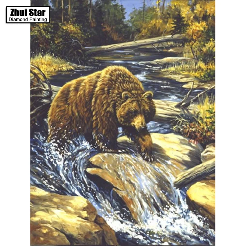 

Full Drill Square Diamond 5D DIY Diamond Painting"bear in the water"Diamond Embroidery Cross Stitch Rhinestone Mosaic Painting
