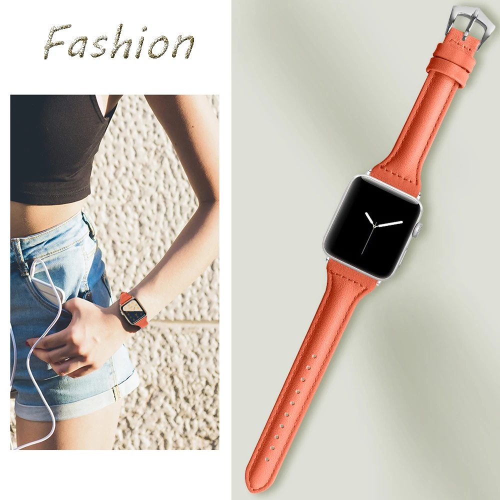 Joyozy мужской iWatch ремешок для часов женские часы кожаный браслет с ремешком Apple Watch