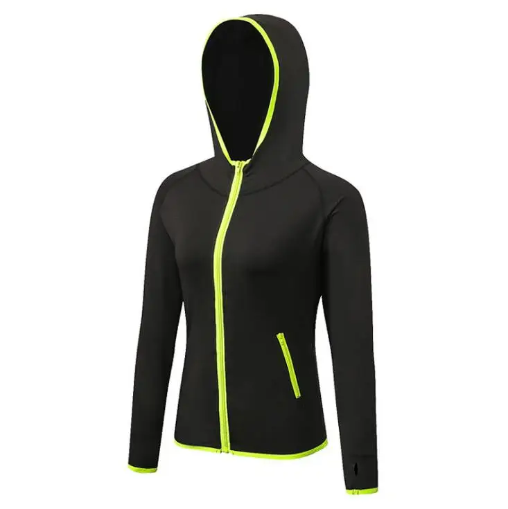 Мужская куртка для бега, дышащая, быстросохнущая, для бега, Джерси, ветрозащитное пальто, для улицы, для фитнеса, плотный Топ, для спорта, туризма, бега, с капюшоном - Цвет: women green zipper