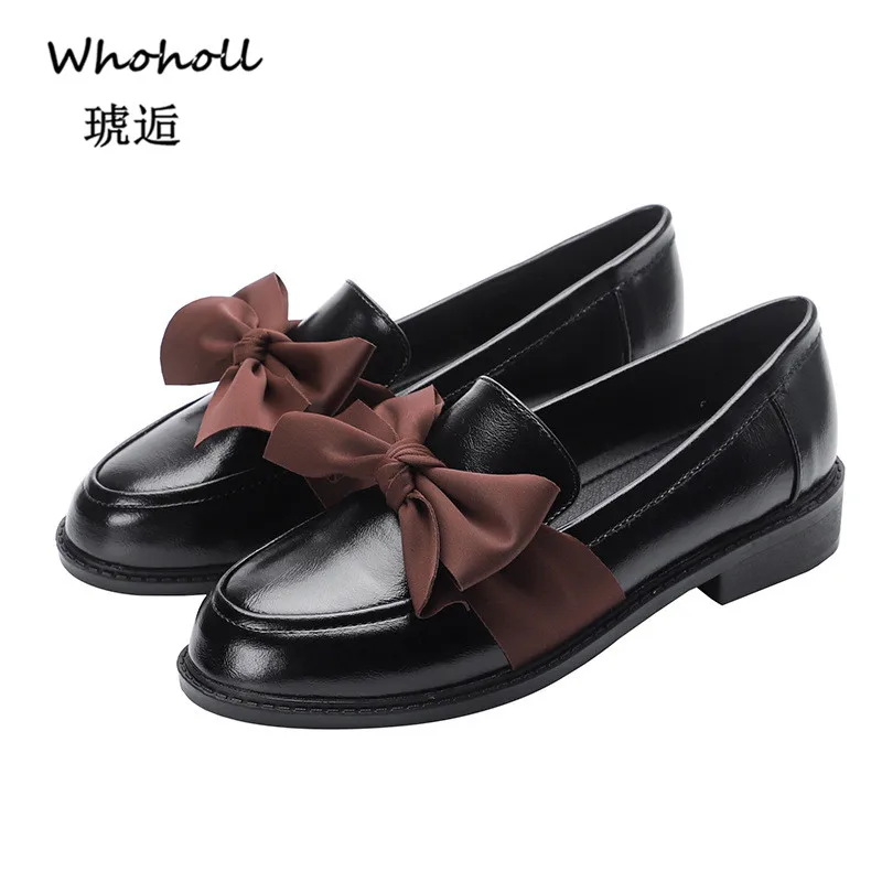 

WHOHOLL Women Pumps British Style Oxford Shoes Women Autumn Soft Leather Casual Maid Shoes Retro Buckle Women Pumps Dress Shoes