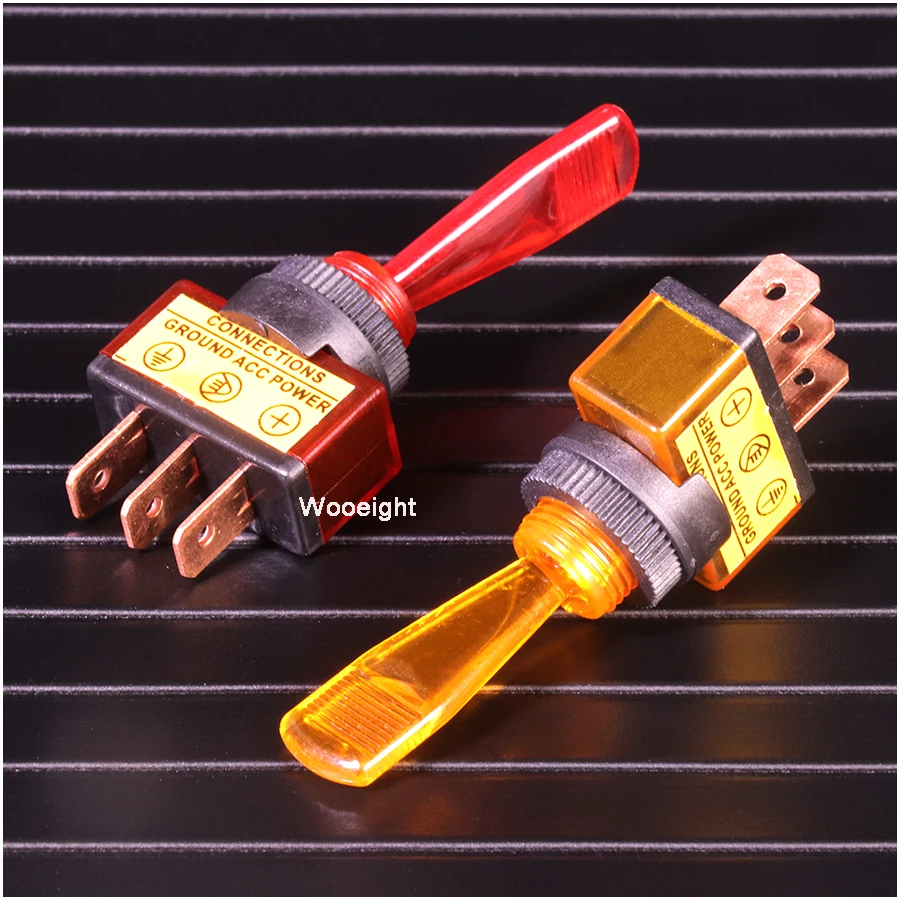 Wooeight Automotive Toggle Switch 2 Pin ON-OFF With Lamp 12V 20A ASW-13D LED Light Switch 4 Colors (6)