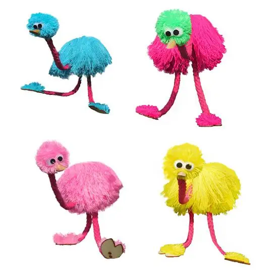 

4pcs/lot marionette hand Puppet Muppet Chinese Animal puppets ostrich toy rope wool control Joint Doll Funny wooden toys