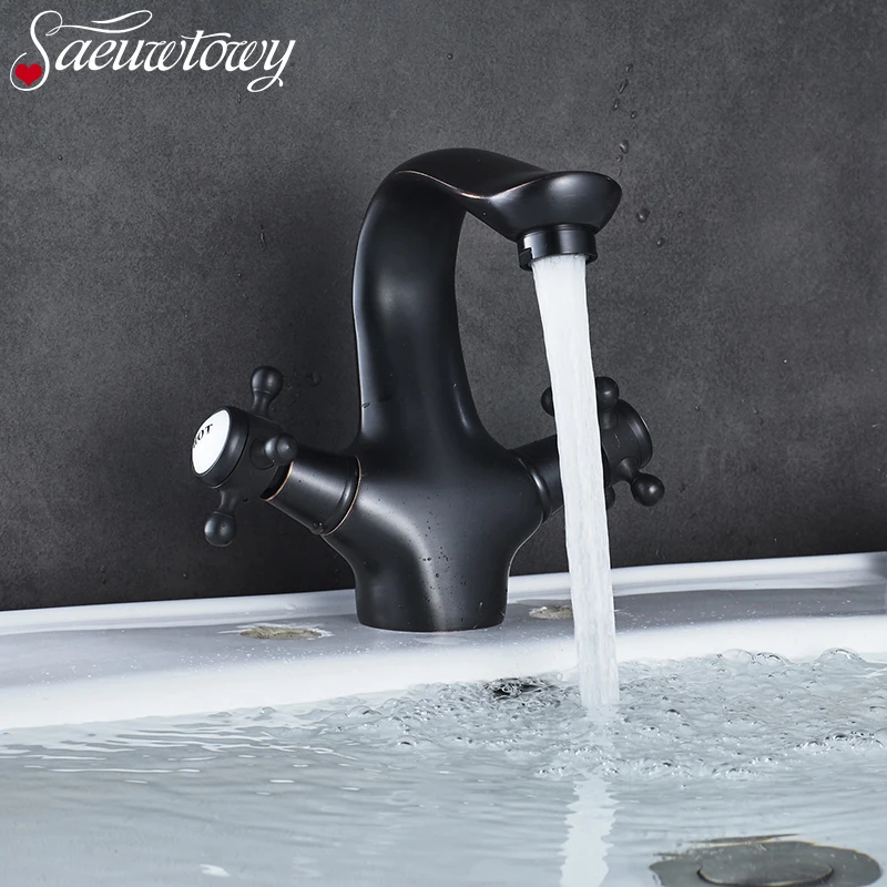 

Dual Handle Bathroom Basin Faucet Black Single Handle Faucets Hot and Cold Water Mixer Faucet ORB Version Bathtube Faucet