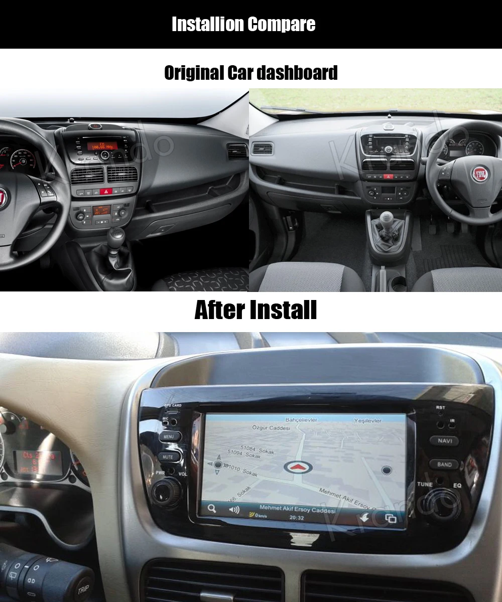Perfect Krando Android 8.0 car multimedia radio for fiat doblo 2010-2014 car gps navigation system wifi Steering wheel control 1