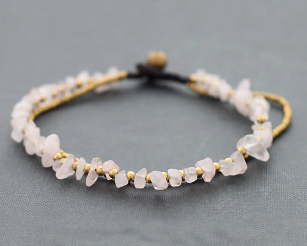 Strand Anklet Beads pink stone Anklets For Women 2017 Fashion Handmade