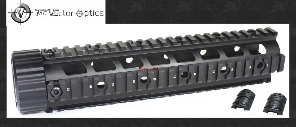 Векторная оптика AR15 M4 M16 223 5,56 плавающая защита рук средняя длина Quad Rail Mount система с черными резиновыми крышками