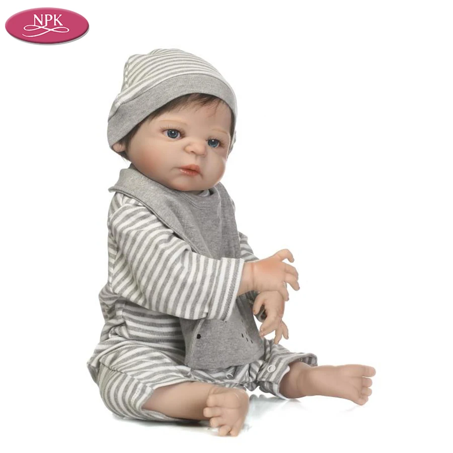 NPK Full Body Silicone Lifelike Boys Reborn Babies Doll 56CM Handmade Boy Doll Newborn Baby Bathe Toy Boneca Reborn Bebe Menino  (5)