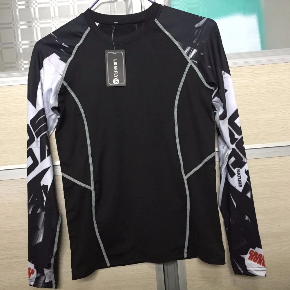 Мужские компрессионные рубашки MMA Rashguard поддерживающие форму для фитнеса с