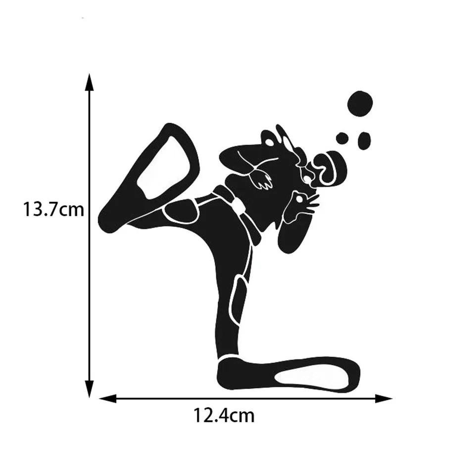 12.413.7CM Fashion Reflective Vinyl Stickers Diving Technical Diving Decals BlackSilverLaser (3)