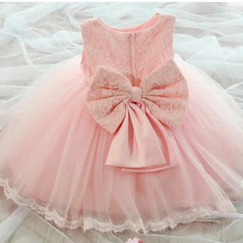 

Lace Baby girls clothes ball gown 2018 NEW birthday party newborn bebes princess dress with bow 1st baptism CHRISTENING DRESS