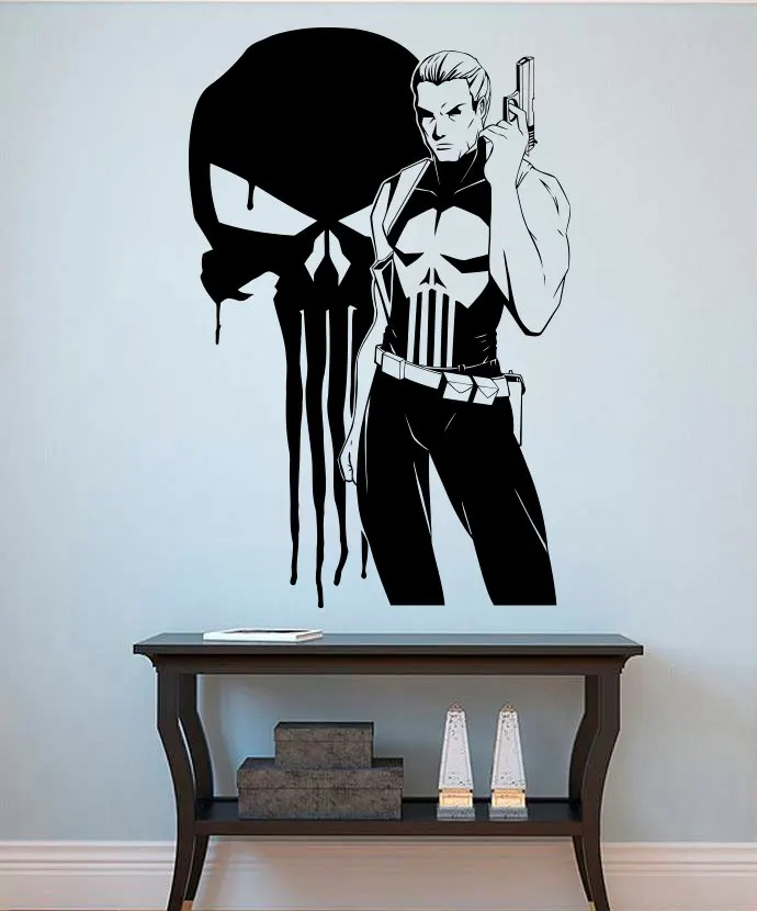 Pria tampan Dengan Huge Skull Silhouette Dinding Mural Pria tampan Dengan Huge Skull Silhouette Dinding Mural