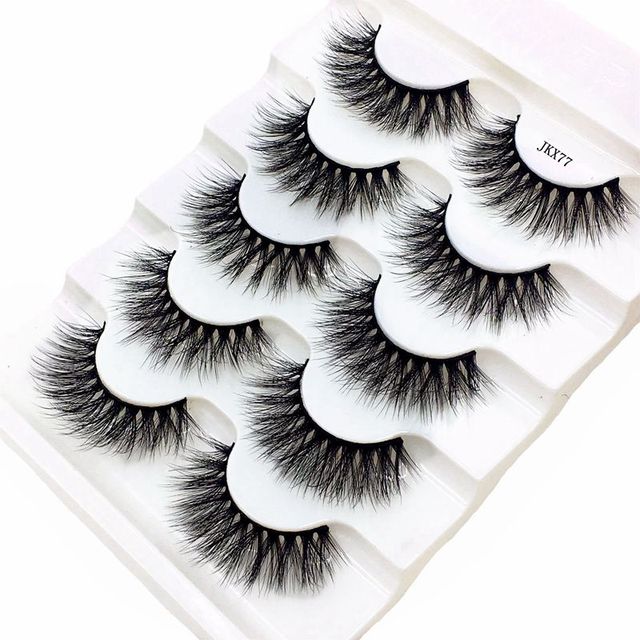 5 pairs 3D mink false eyelashes natural makeup eyelash extension long cross volume soft fake eye lashes winged faux cils