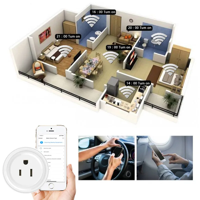 Умный Wifi Разъем США Разъем питания мобильное приложение дистанционное управление работает с Amazon Alexa Google Home для умной жизни