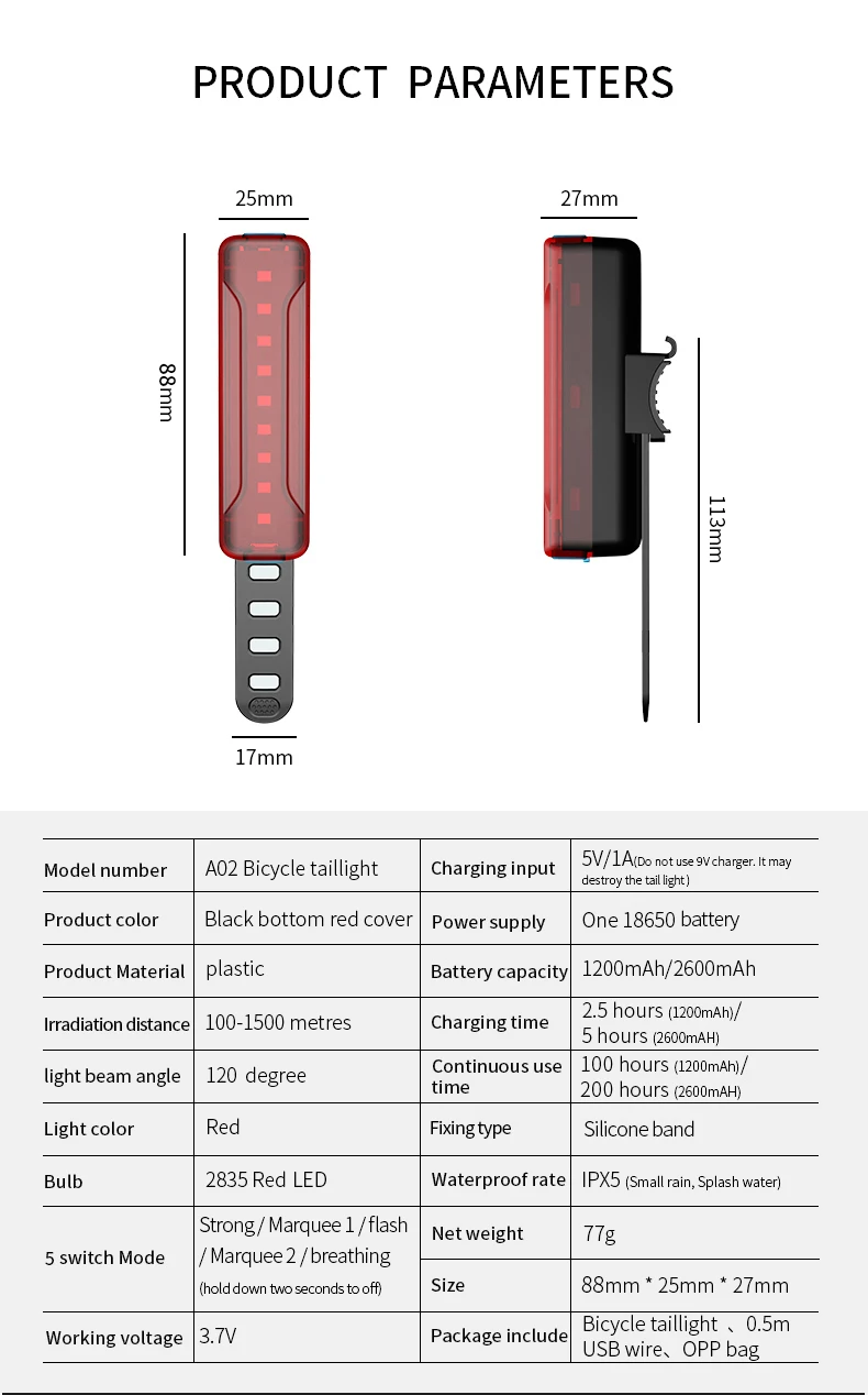 Flash Deal 2600mAh Bicycle Light Bike Cycling Waterproof Taillight 9 LED Super Light With USB Rechargable Safety Night Riding Rear Light 1