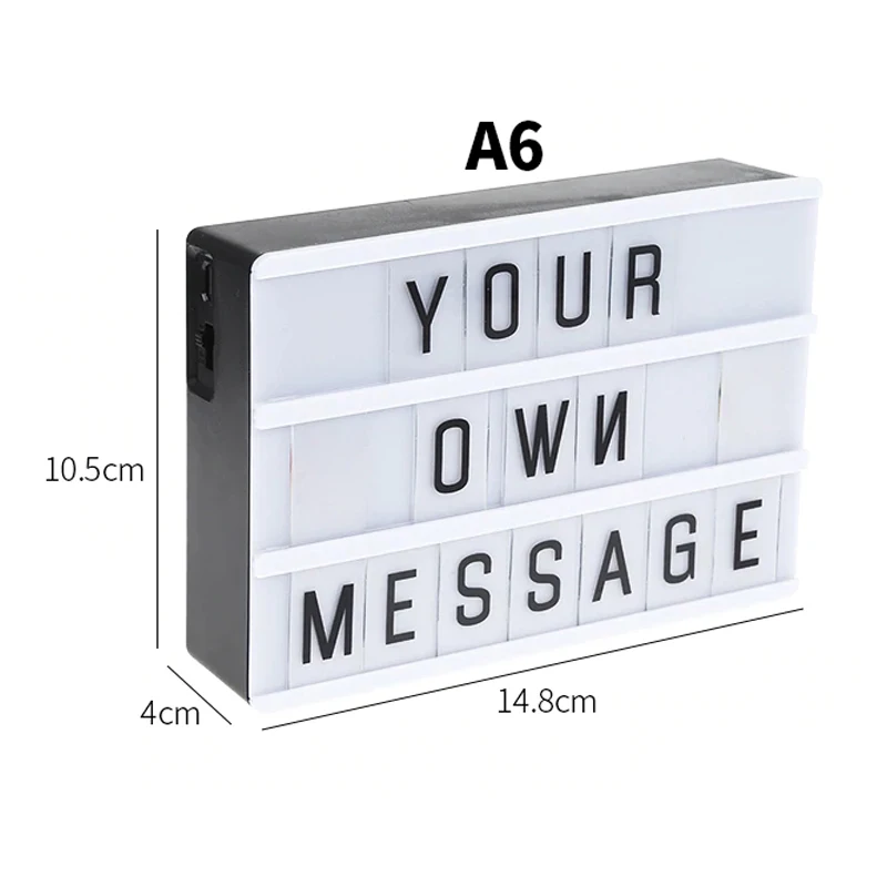 

2018 DIY Cinematic Light Box Lightbox A4 A6 Letters Numbers Acrylic LED Lamp AA Figurines Home Bar Hotel Coffee Desk Night Light
