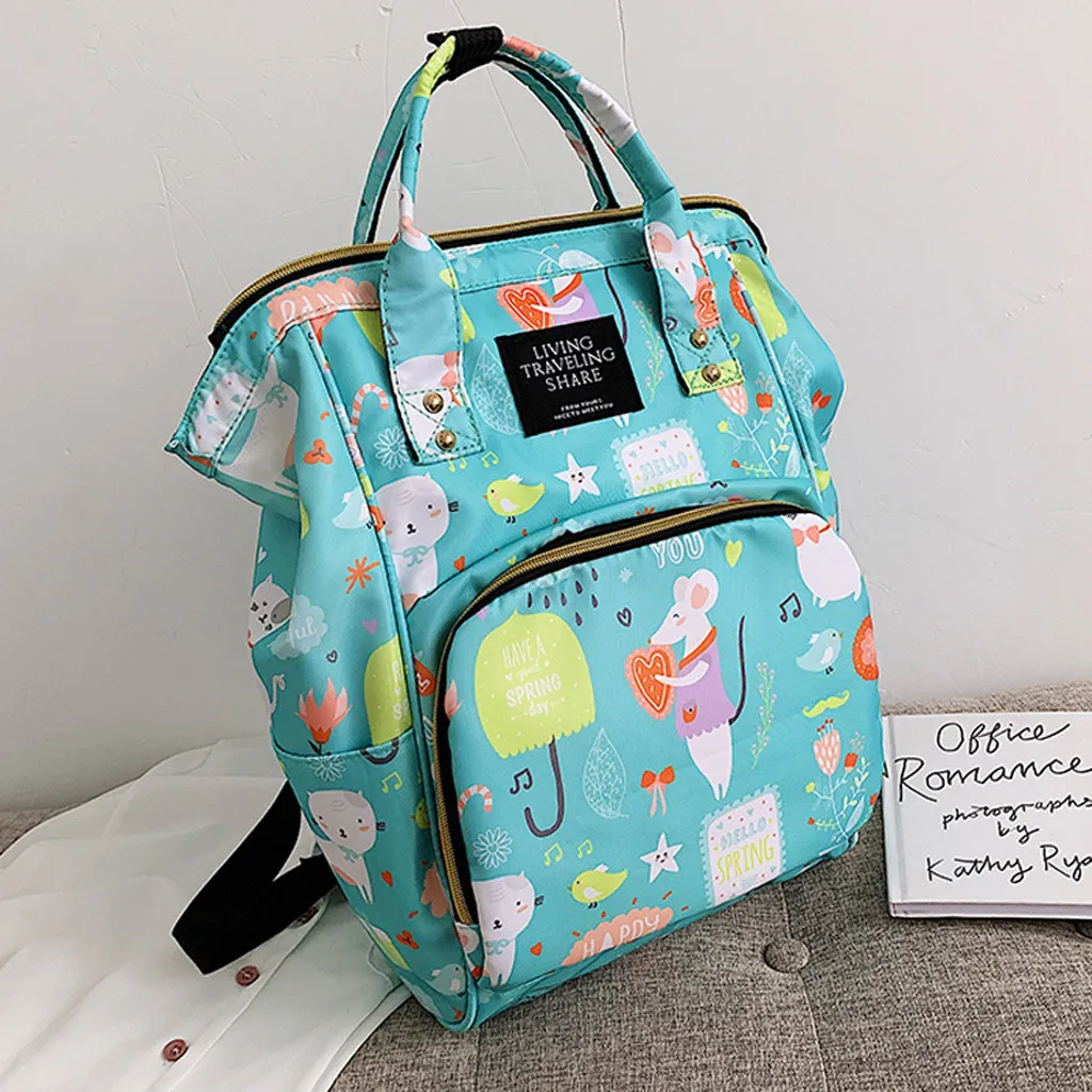 

Nylon Mummy Bags Nappy Bottle Bag Large Capacity Baby Bag Travel Backpack Nursing hand Bags Cute cartoon pattern Portable F618