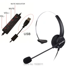 VoiceJoy Call Center шумоподавление Monaural гарнитура наушники с микрофоном Mircrophone с usb-разъемом, регулятор громкости и отключение звука