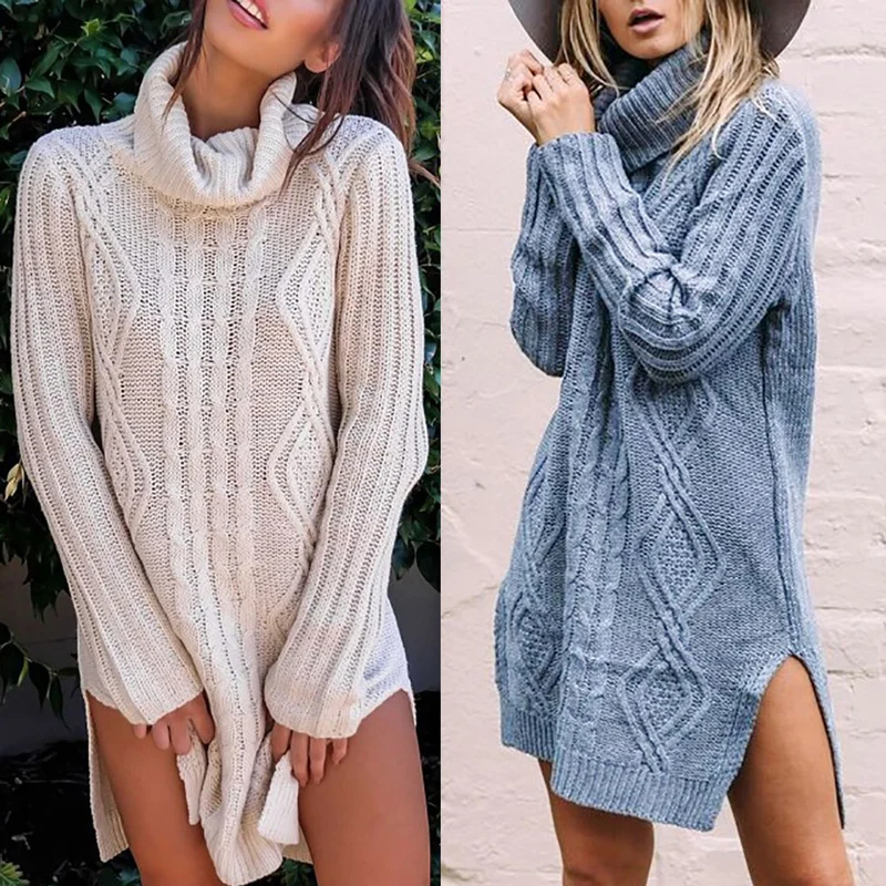 Helisopus Autumn Winter Women's Sweater Dress Warm Long Sweater Women Plus Size Female Pullover Knitted Sweater pull femme hiver Helisopus Autumn Winter Women's Sweater Dress Warm Long Sweater Women Plus Size Female Pullover Knitted Sweater pull femme hiver