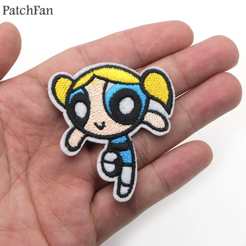 Patchfan The Powerpuff девушки вышитые железные нашивки значки лоскутное шитье куртка с аппликацией рюкзак значки-наклейки A1470