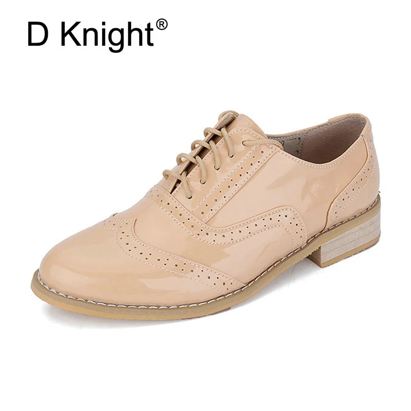 Для женщин качество Туфли без каблуков Пояса из натуральной кожи Кружево-оксфорды на шнуровке Обувь для Для женщин Демисезонный ручной работы Размеры 32–43 Повседневное броги Дамская обувь