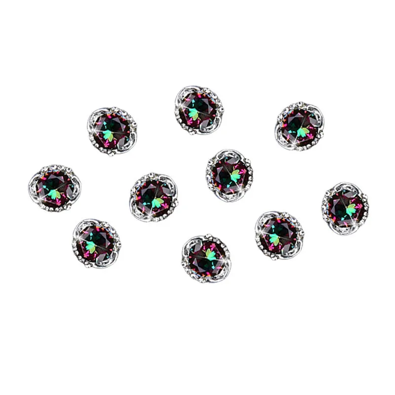 10 шт. кристалл AB горный хрусталь Металлические Гвозди пламя Ретро дизайн капли воды 3D украшения для ногтей Подвески алмаз набор #291152