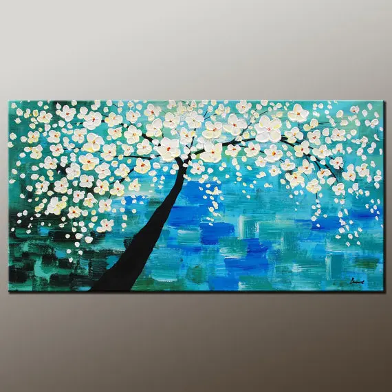 Buy Unframed Hand Painted Blue White