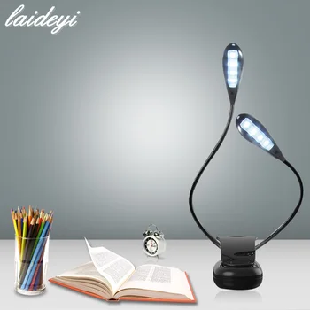 

LAIDEYI 8 LED USB Music Double Pole Desk Lamps Studio Stand Light Clip-On Lamp Eye-Care Book Light Drop Shipping 828