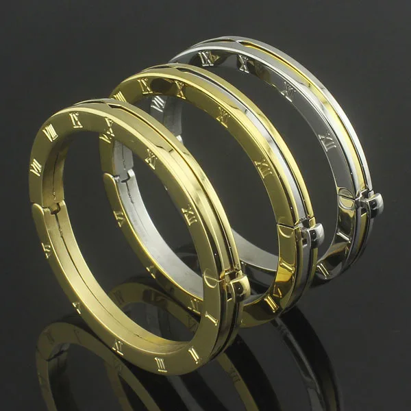 

women gold rose stainless steel brand imiataion braceelts Bangles Pulseiras concave love cuff bracelet luxury jewelry mascul