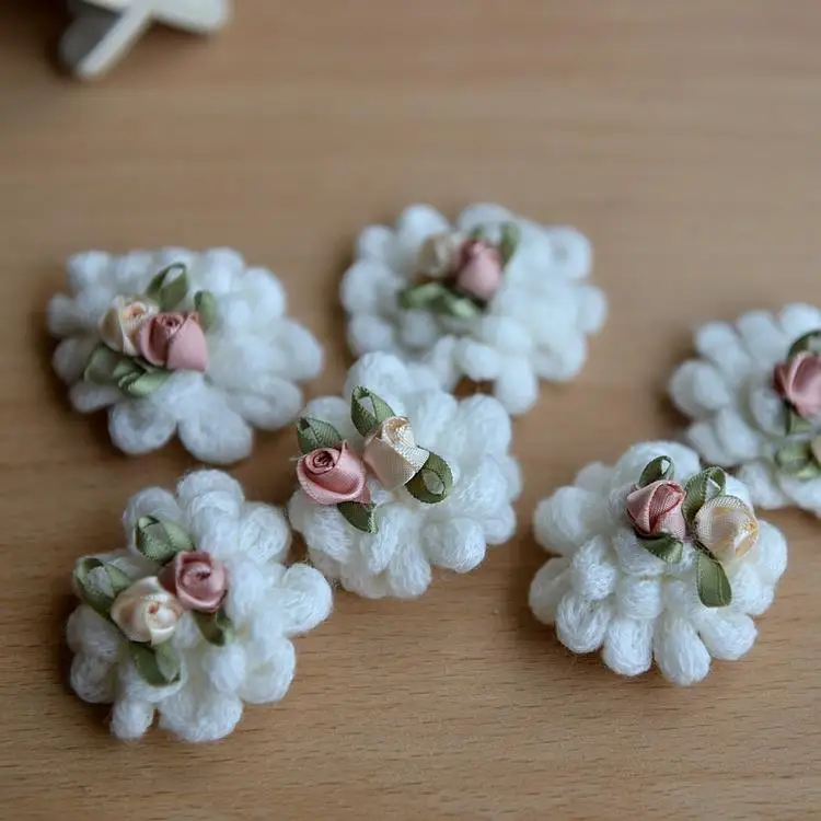 

DIY lace accessories beige cotton with lace flowers lace cloth affixed clothing