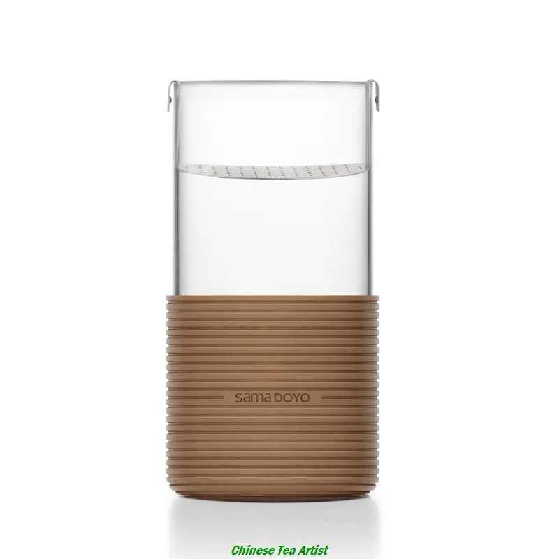 Простой дизайн, Современная чайная чашка из боросиликатного стекла с заваркой из нержавеющей стали и термостойким силиконовым покрытием 450 мл