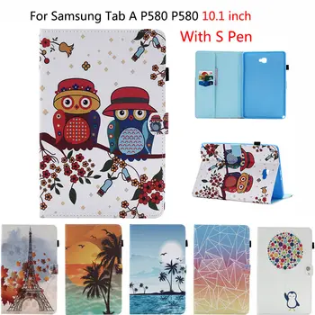 

Fashion Tab A P580 Case PU Leather Funda Folio Stand Cover For Samsung Galaxy Tab A A6 10.1 P580 P585 S-pen version Tablet Shell