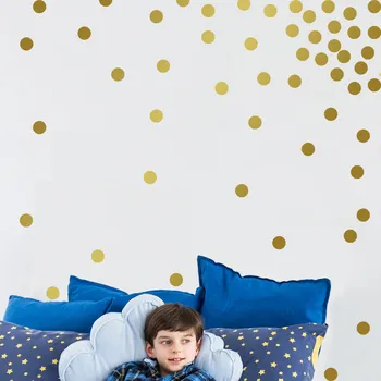 

Sparkle Circle Golden Polka Dots TV Wall Sticker Gold Glitter Dot Living Room Decals for Kids Bedroom Poster DIY Home Decoration