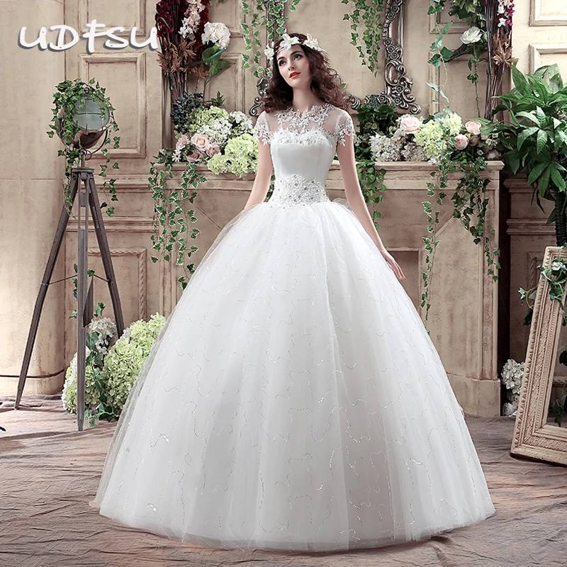 

1950s Women Vintage Wedding Dress Elegant Lace Patchwork Wedding Gown Floor Length Bridal Dress Retro Ball Gown By UDFSU