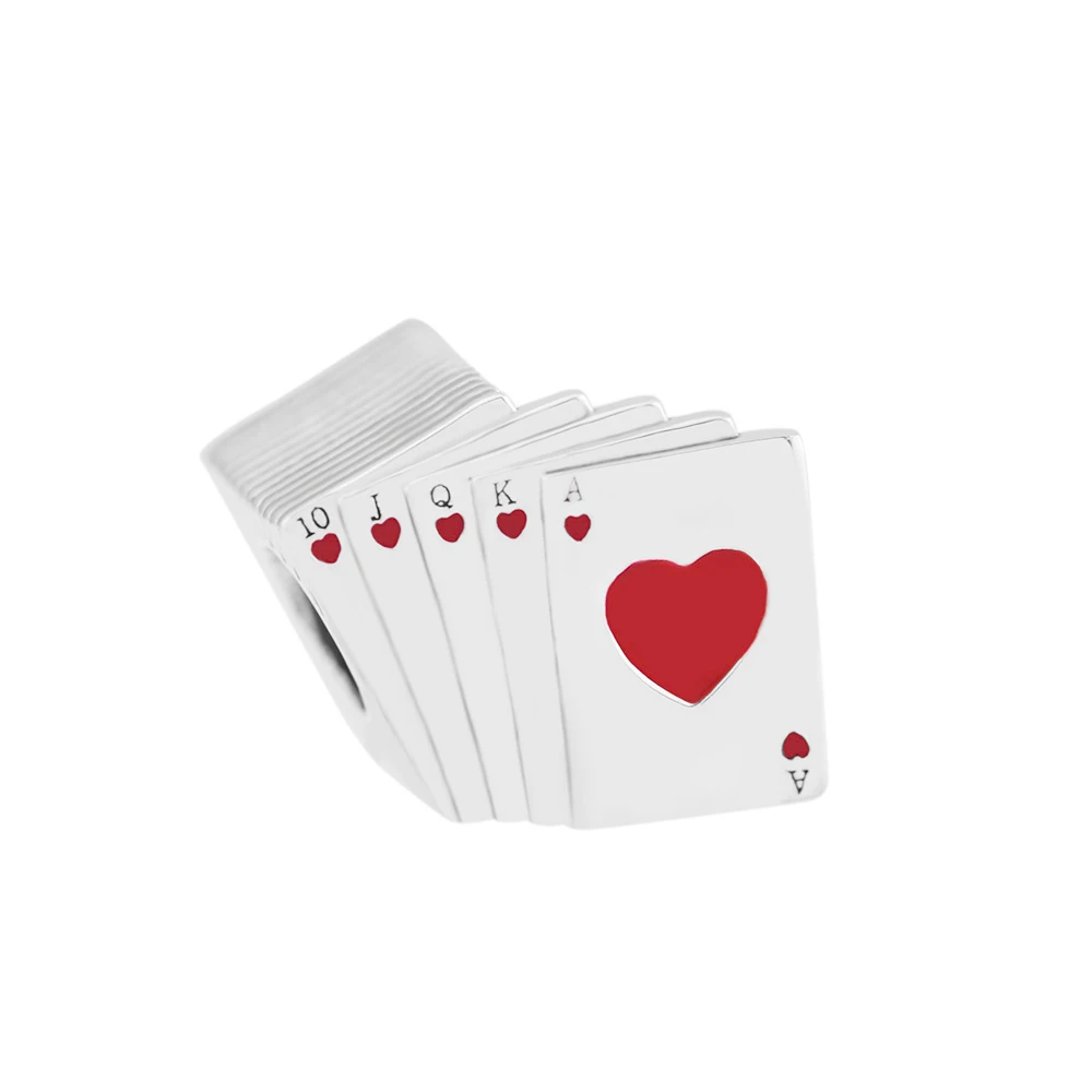 

Authentic 925 Sterling Silver Bead Playing Cards Charms Beads for Jewelry Making Fits Pandora Bracelets Necklaces berloques