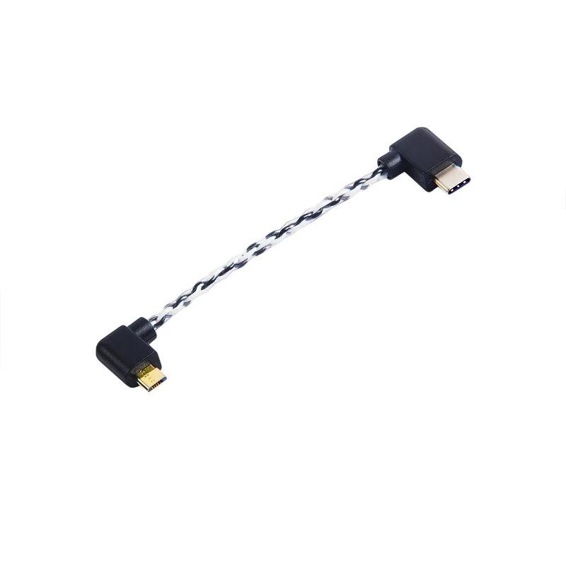 Кабель ZY Fanmusic OTG type c к micro usb 6N с одним кристаллом посеребренный кабель для