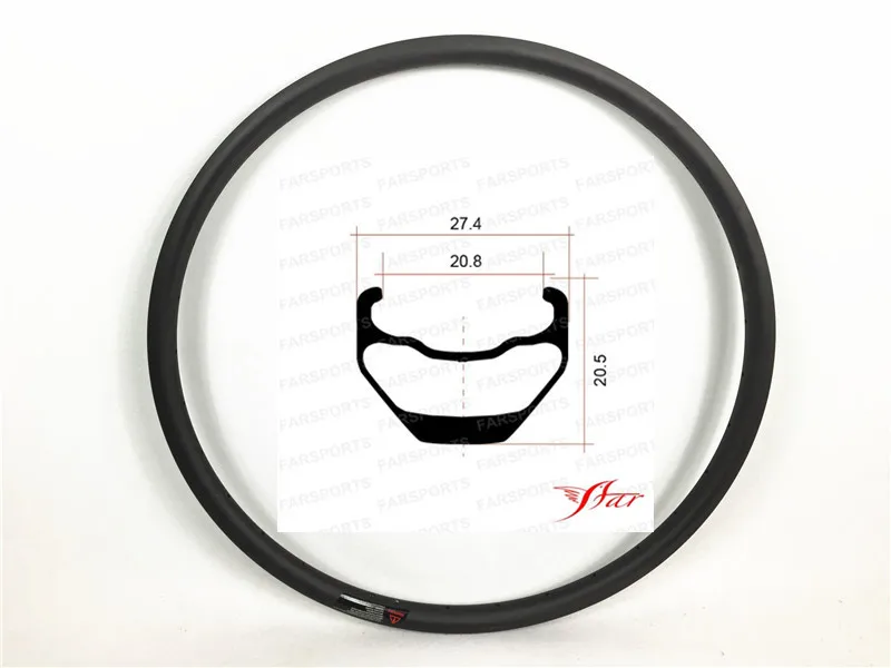 

FS29C/T-27.4-20H Farsports 29er MTB carbon rim 27.4mm wide 20mm deep clincher rims for MTB bike wheel