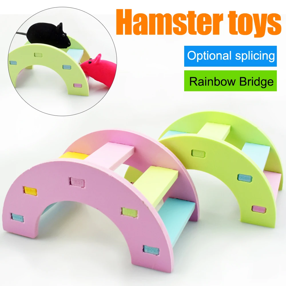 Small Pet Toys Wooden Cute Hamster Wood Rainbow Bridge Antiskid Animal Cage Accessories Toy Products Wholesale Sale |