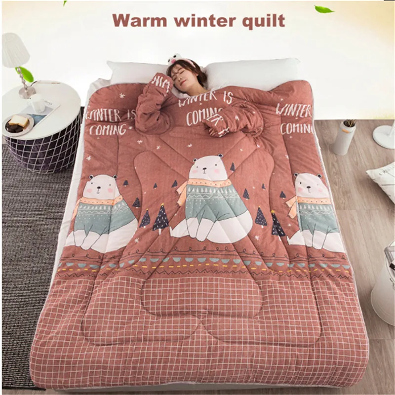 Теплое зимнее одеяло осень ленивое одеяло с рукавами Тканое одеяло накидка сон Одеяло Спальное одеяло мантия покрывало - Цвет: B