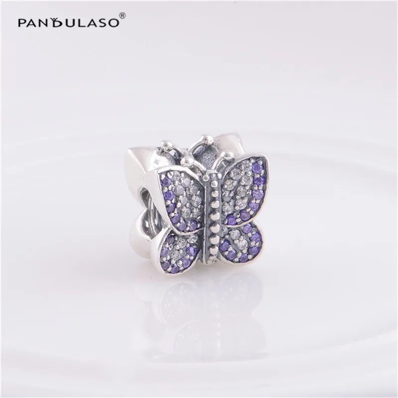 

New Fashion Silver 925 Jewelry Purple Stone Butterfly Crystal Beads for Bracelets Women DIY Silver Beads for Jewelry Making