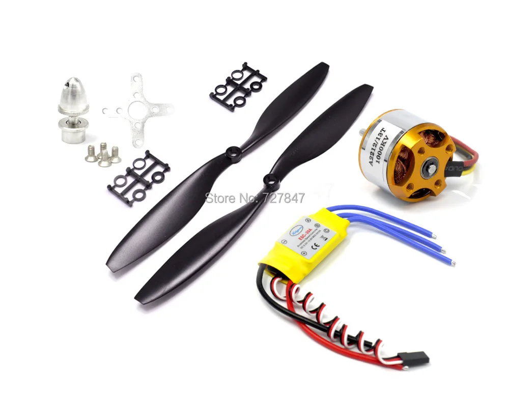 4х XXD A2212 2212 1000KV мотор с внешним ротором + HP 30A ESC 4x1045 пропеллер (черный)
