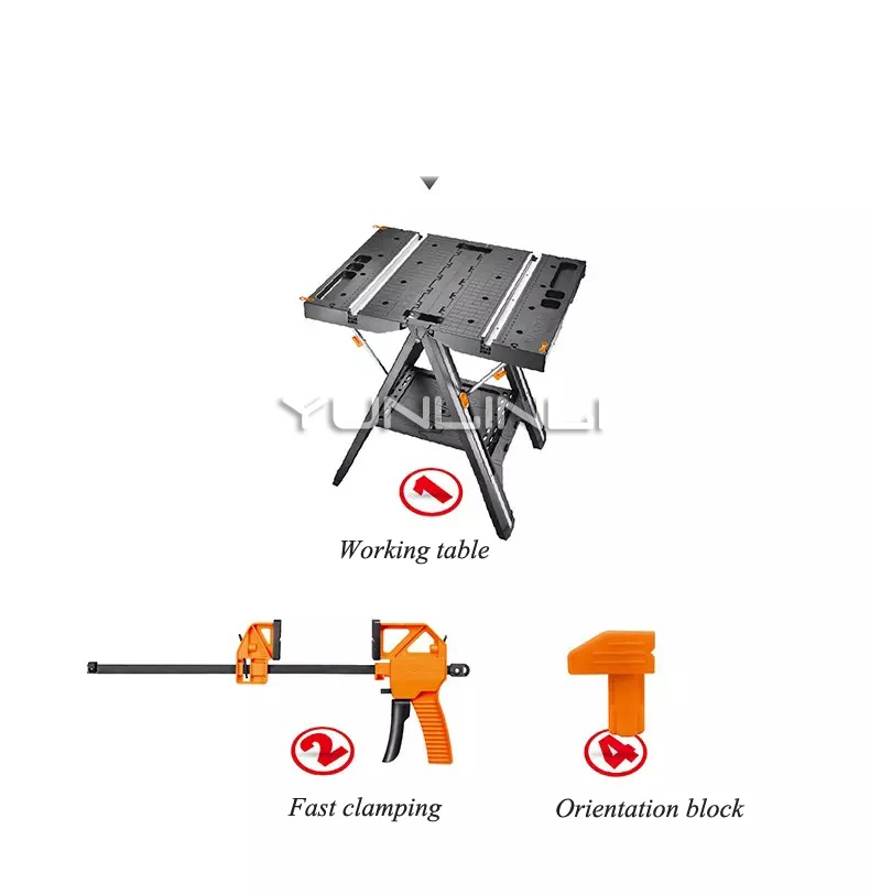 Многофункциональный Рабочий стол для инструментов Мобильный портативный с быстрым зажимом и фиксированной деревообрабатывающая пила для ногтей стол складной Декор ToolWX051
