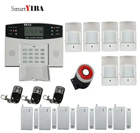 SmartYIBA Беспроводной охранной сигнализации GSM 2 г SIM дом Бизнес защиты безопасности Системы с двери/окна датчики и проводной siren