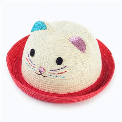 ; Новинка; детская шапка; летняя детская шапка с кошачьими ушками и ушами; милая пляжная шляпа для девочек; шляпы солнцезащитные для мальчиков; chapeau - Цвет: red